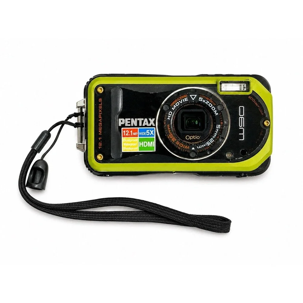 Pentax Optio W90 12.1MP Waterproof Digital Camera Green 5x Zoom Working Charger